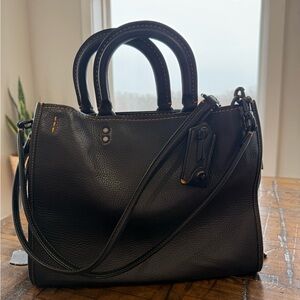 Coach Black Structured Satchel with Detachable Strap